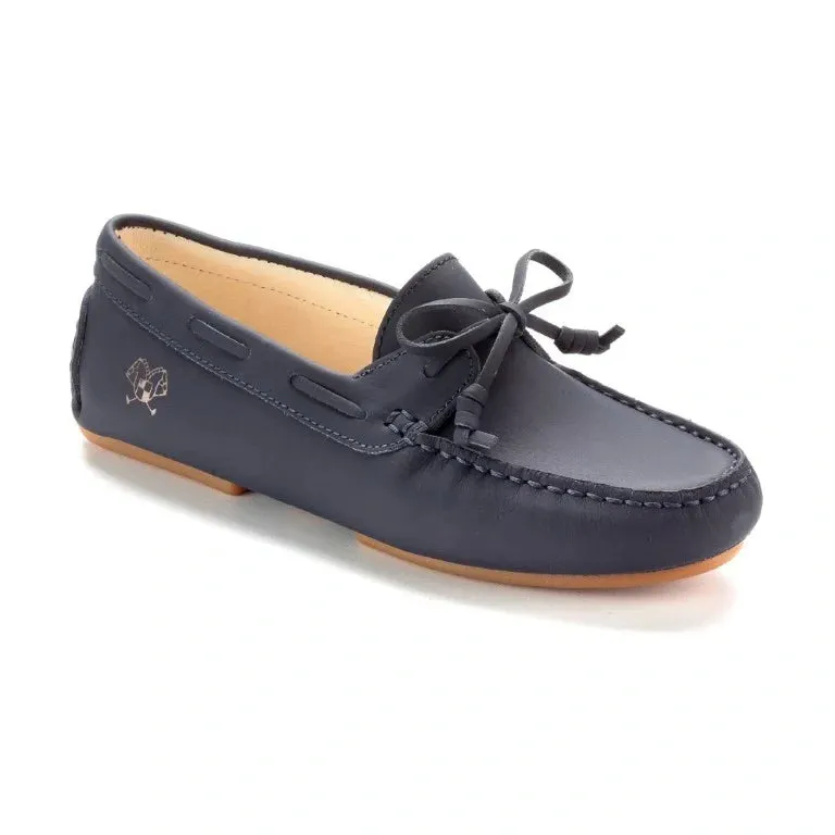 2463 - Navy Sahara Leather Soft Loafer for Girl by London Kids