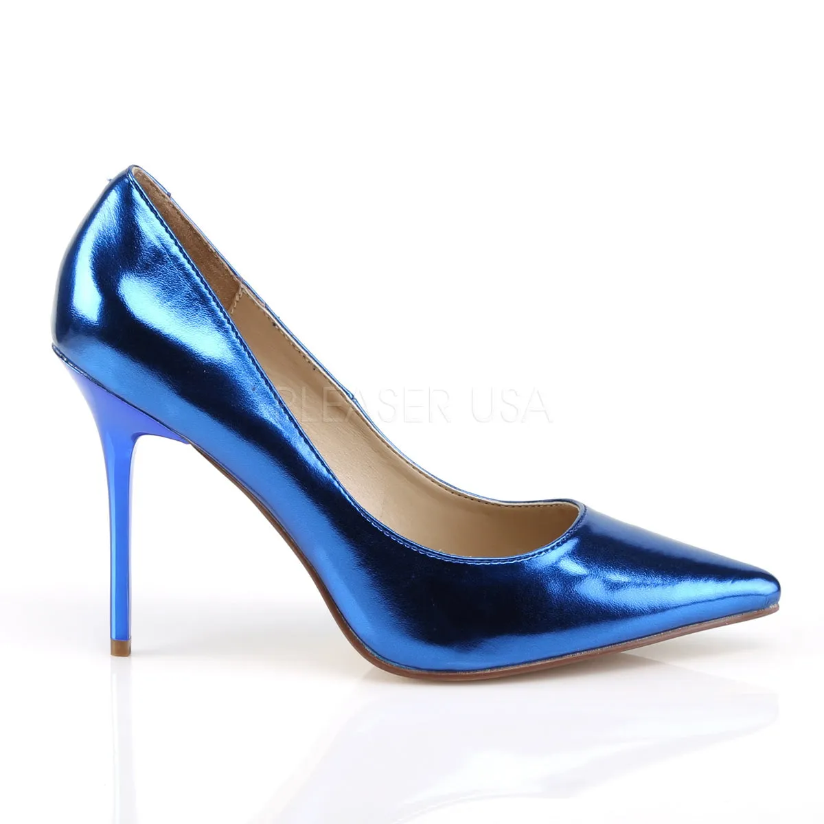 4 Inches Blue Metallic Classic Stilettos