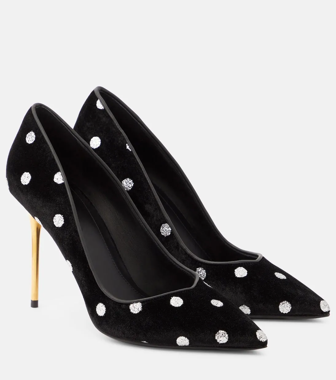 Balmain Ruby Velvet Polka Dot Shoes, Black