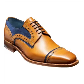 Barker Haig Cedar Calf With Blue Suede Derby Shoe^