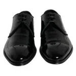 Black Calfskin Leather Derby Men Dress Shoes