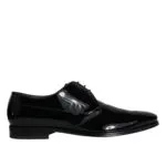 Black Calfskin Leather Derby Men Dress Shoes