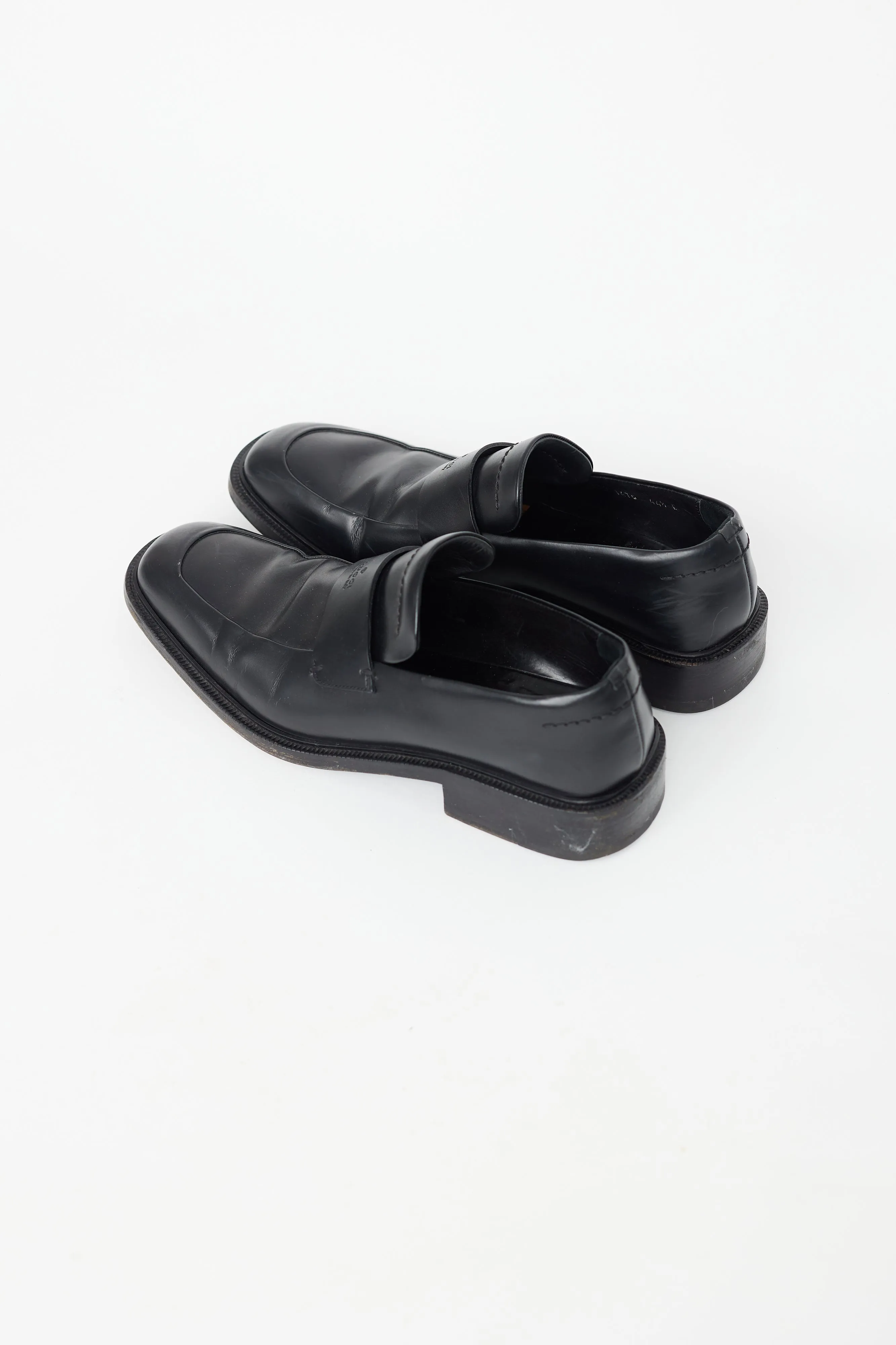 Black Leather Square Toe Loafer