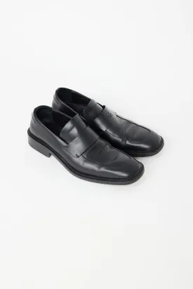 Black Leather Square Toe Loafer