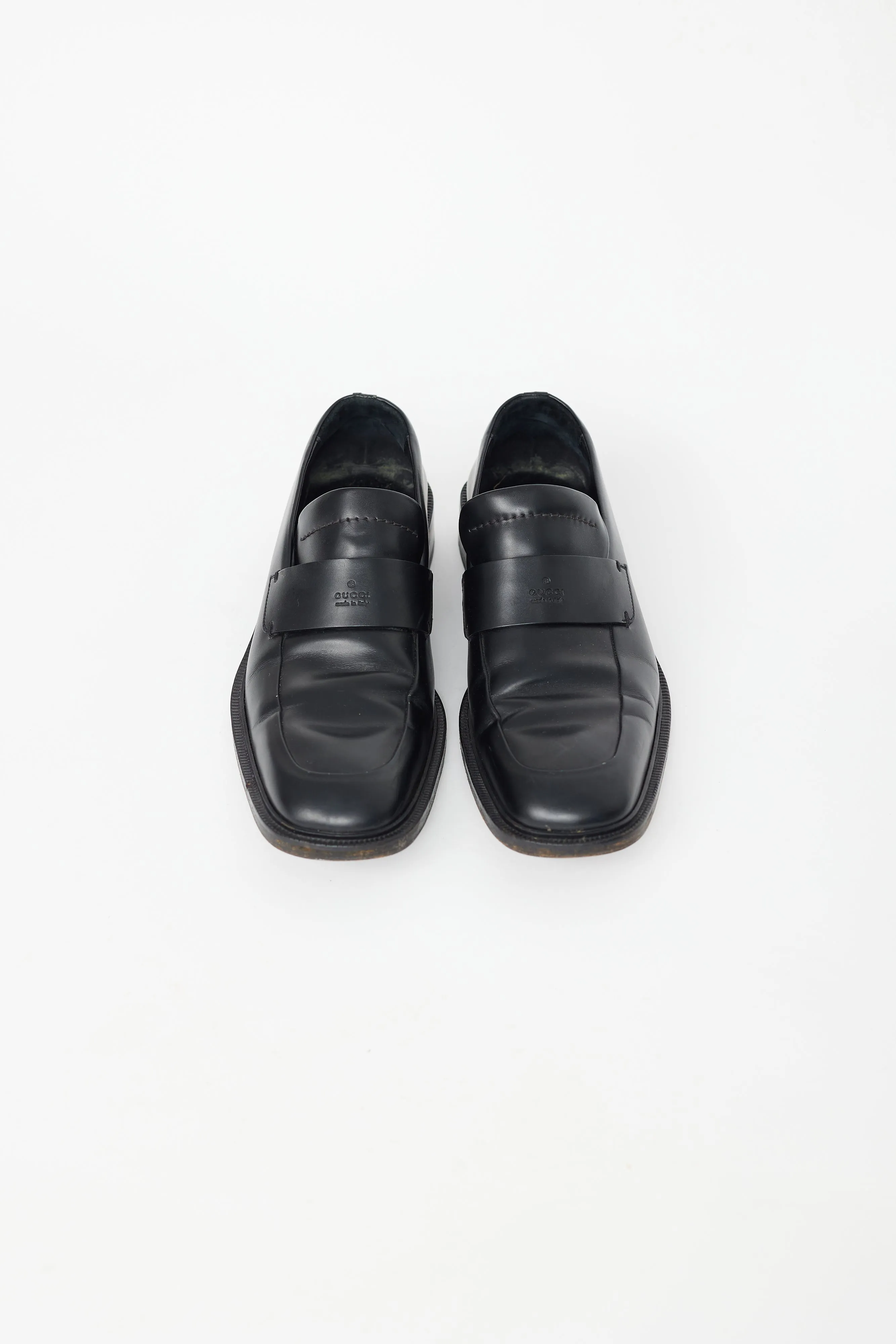 Black Leather Square Toe Loafer