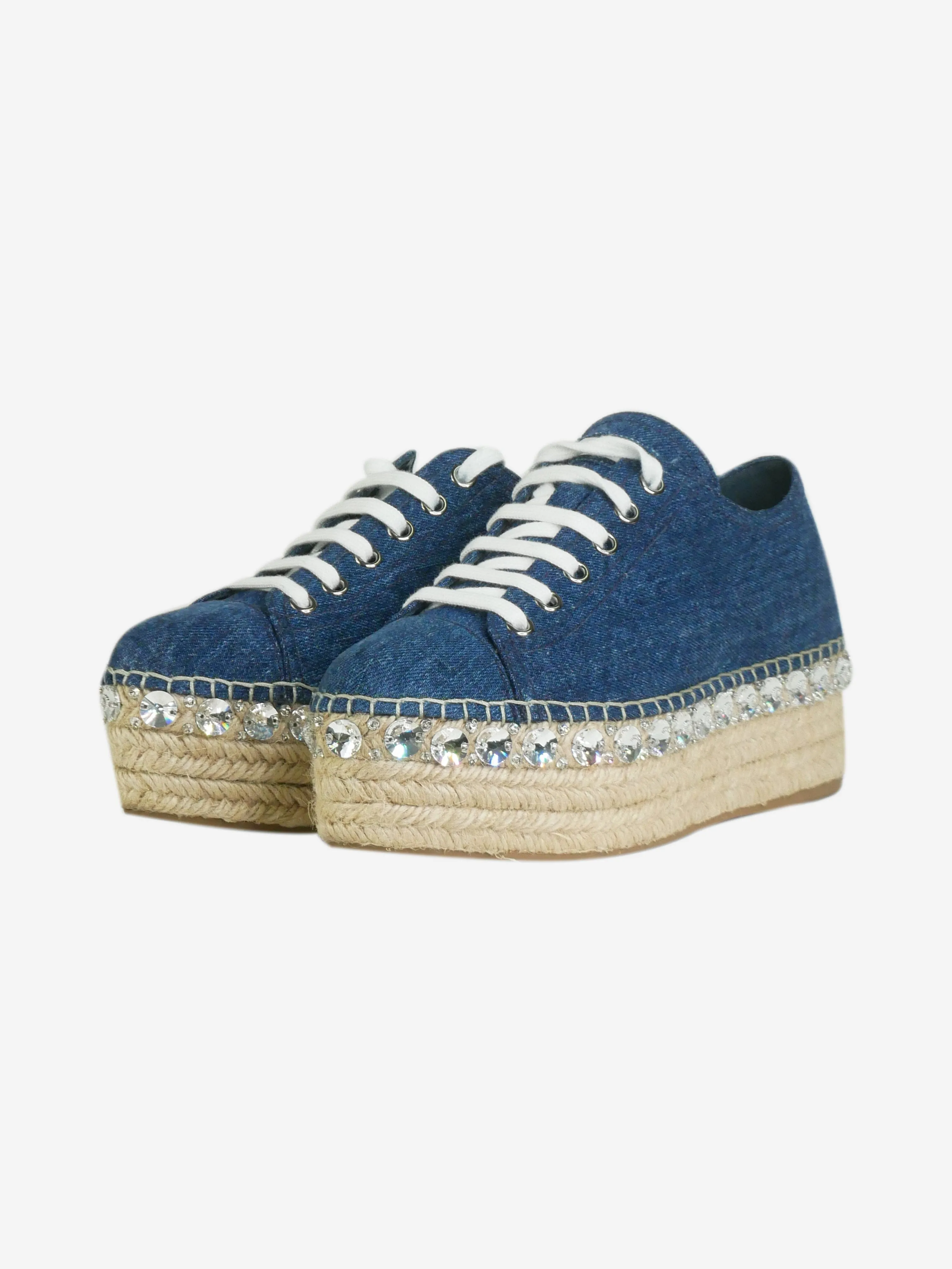 Blue denim platform espadrilles - size EU 36