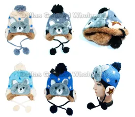 Boys Fur Lining Toboggan Beanie Hats Wholesale