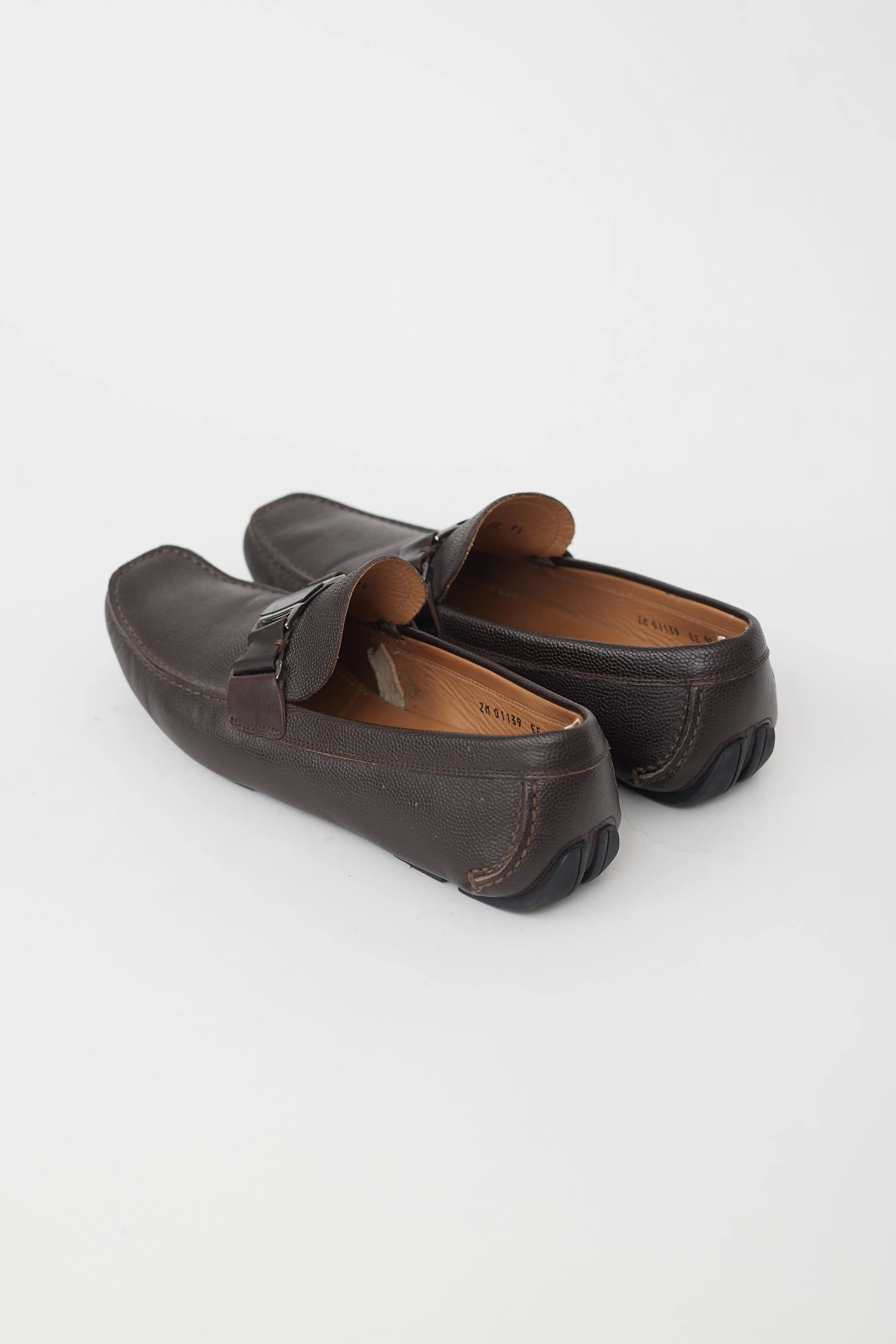 Brown Leather Buckle Loafer