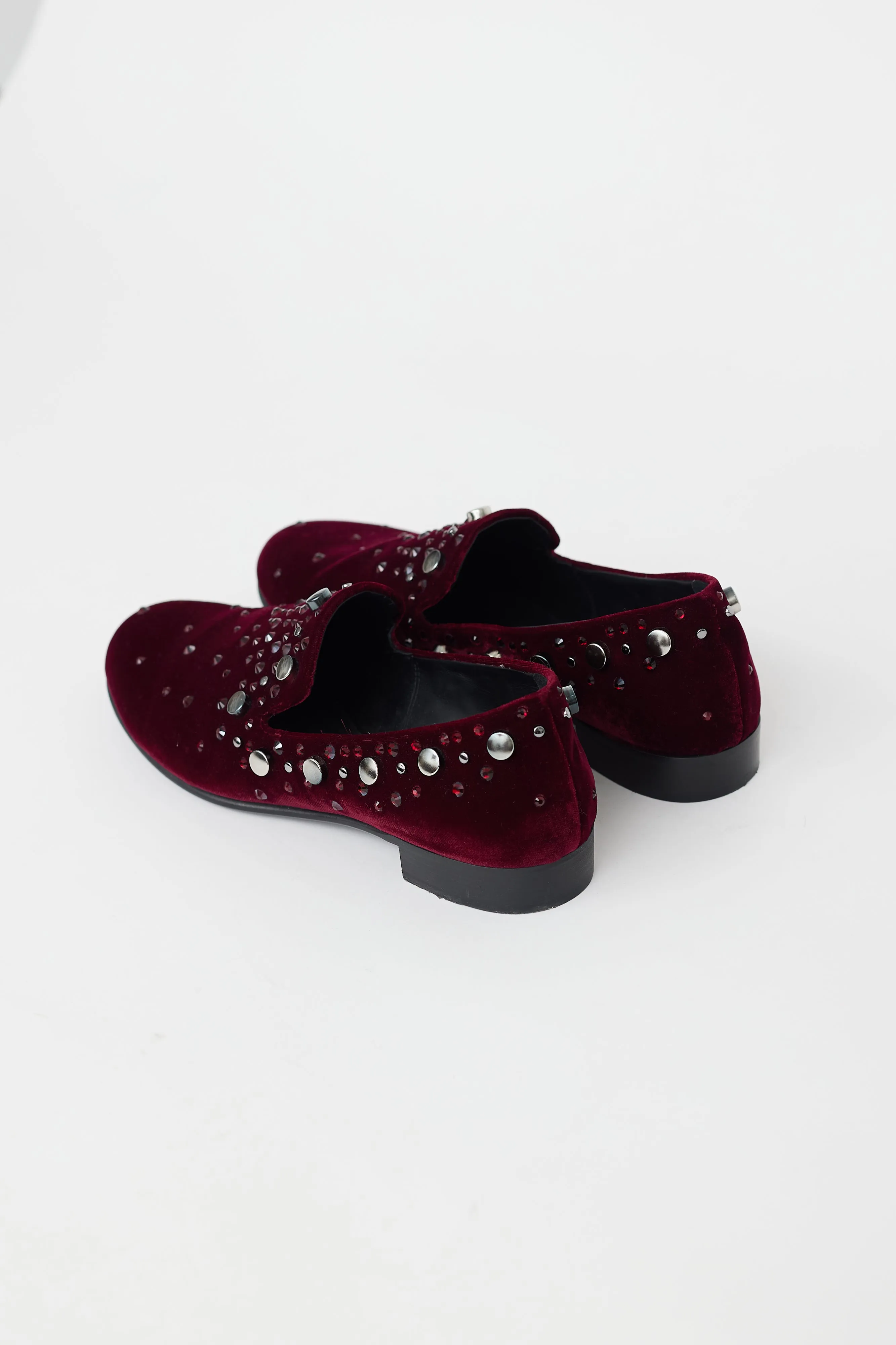 Burgundy Velvet Embellished Seymour Loafer