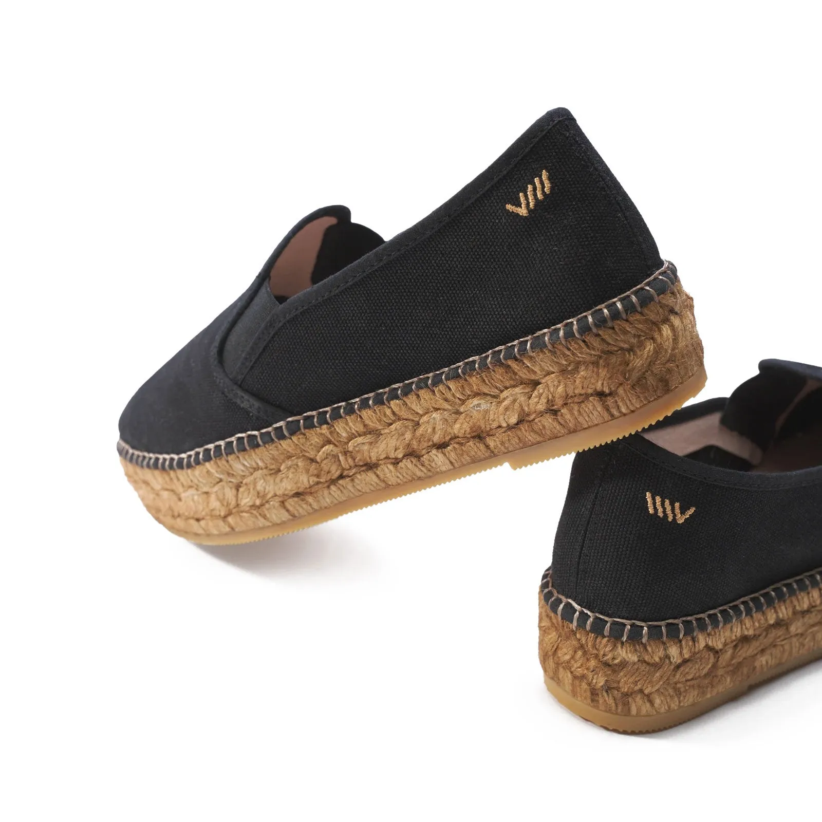 Canvas Platform Espadrilles in Black