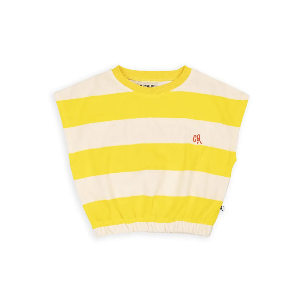 CarlijnQ Yellow Stripes Summer of Love Terry Short Sleeved Top