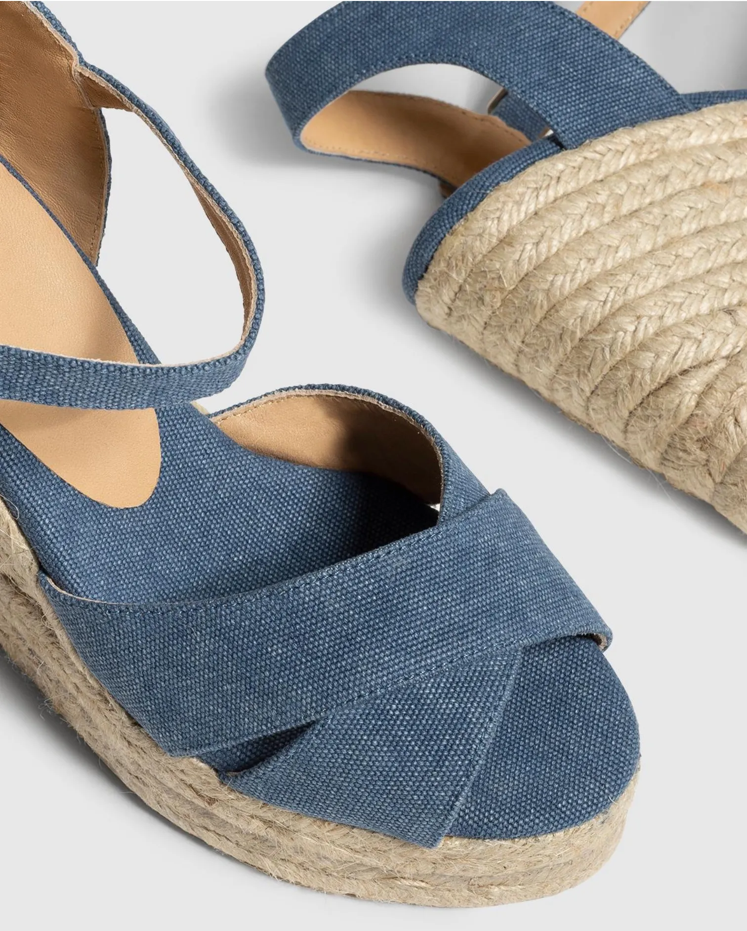 Castaner Blaudell 8ED Azul Denim Blue Wedge Espadrilles