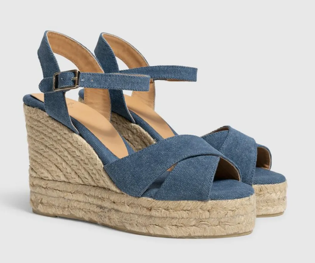 Castaner Blaudell 8ED Azul Denim Blue Wedge Espadrilles