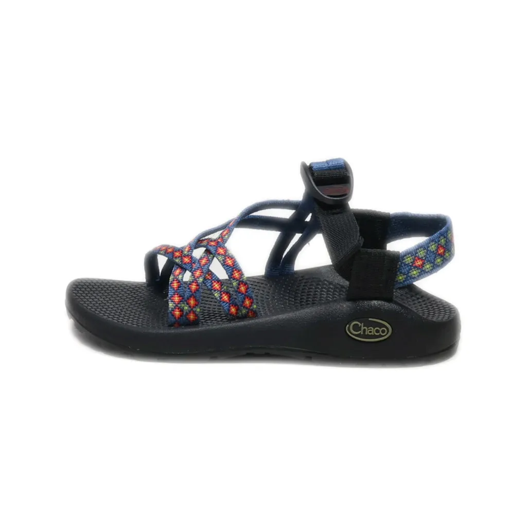 Chaco Strappy Flat Sandals Fabric Blue Colour For Women