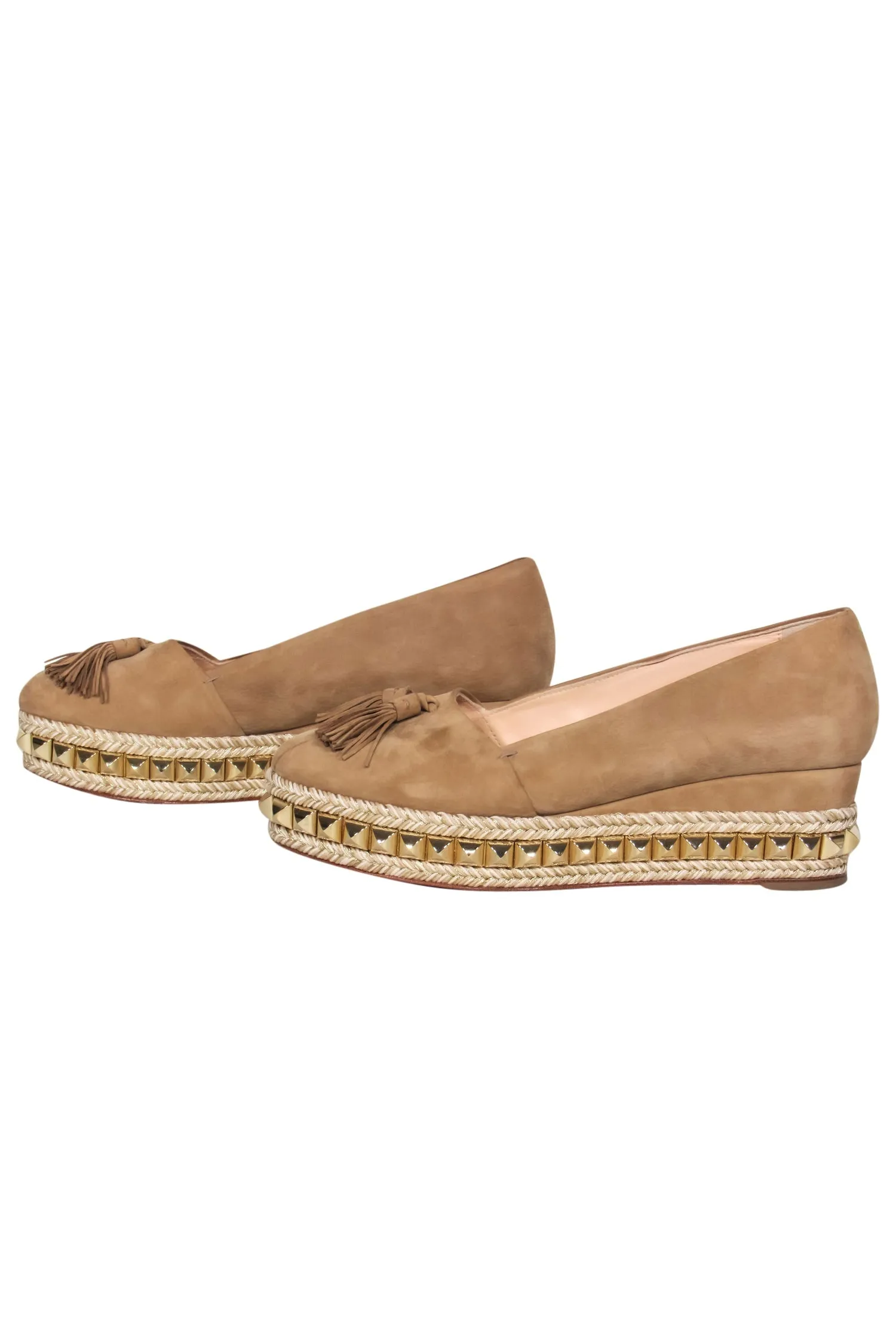 Christian Louboutin - Tan Espadrilles w/ Gold-Toned Studs Sz 6