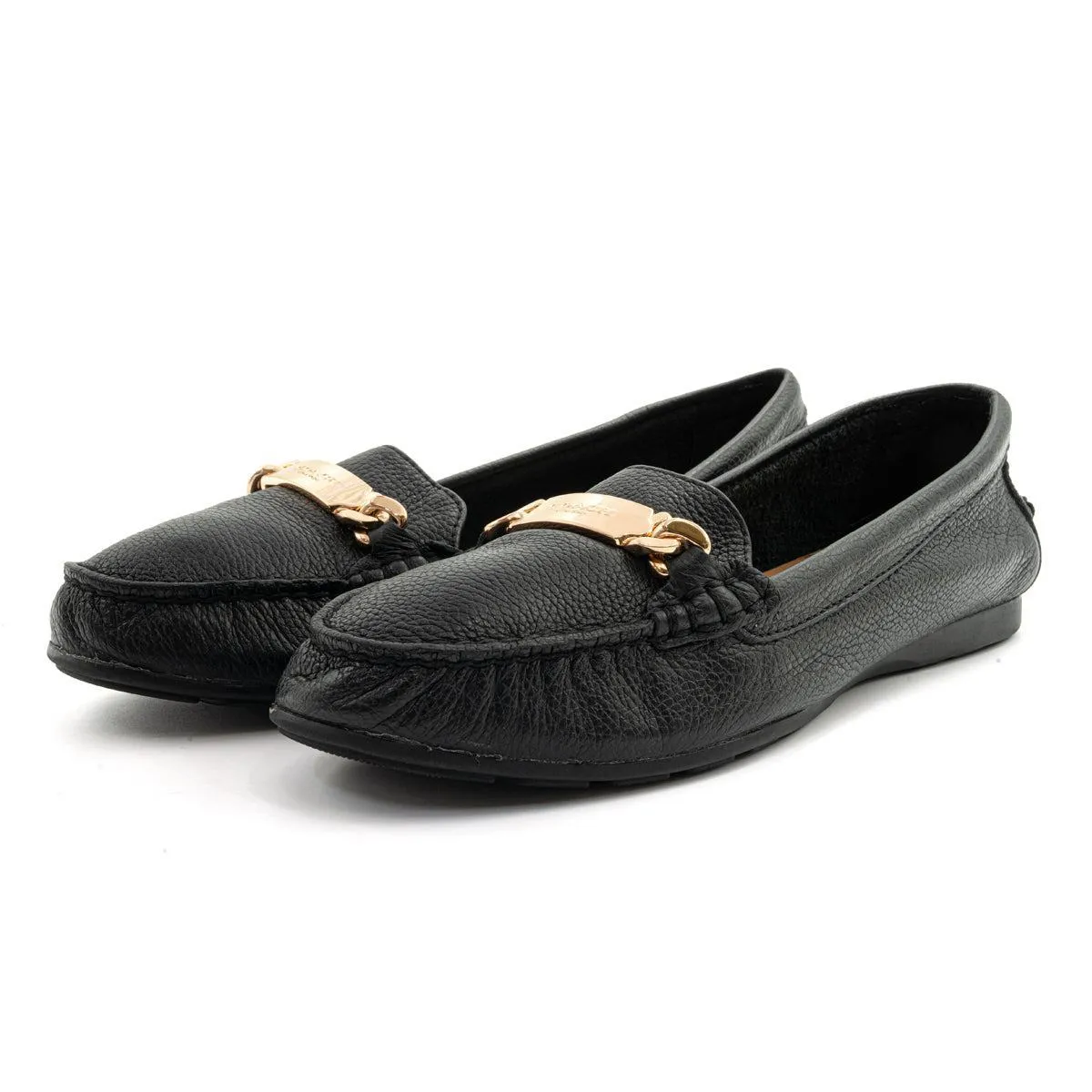 Coach Pebble Slipon Loafers Leather Black Colour For Women