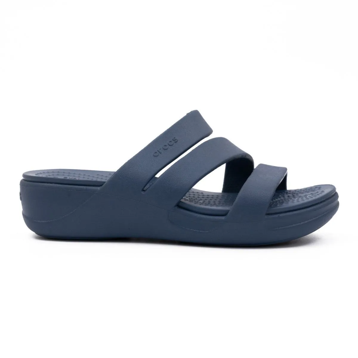 Crocs Monterey Strappy Flat Sandals Rubber Blue Colour For Women