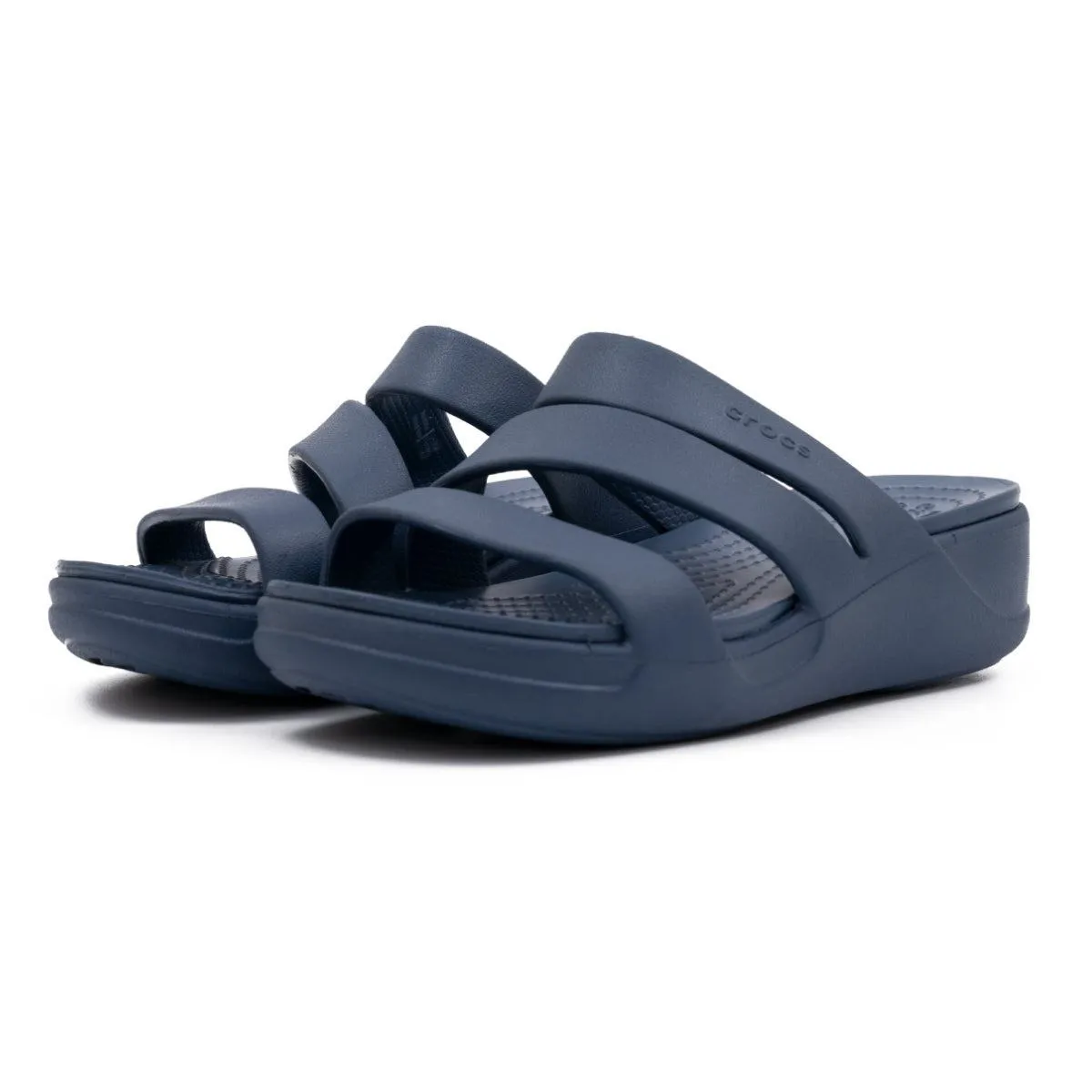 Crocs Monterey Strappy Flat Sandals Rubber Blue Colour For Women