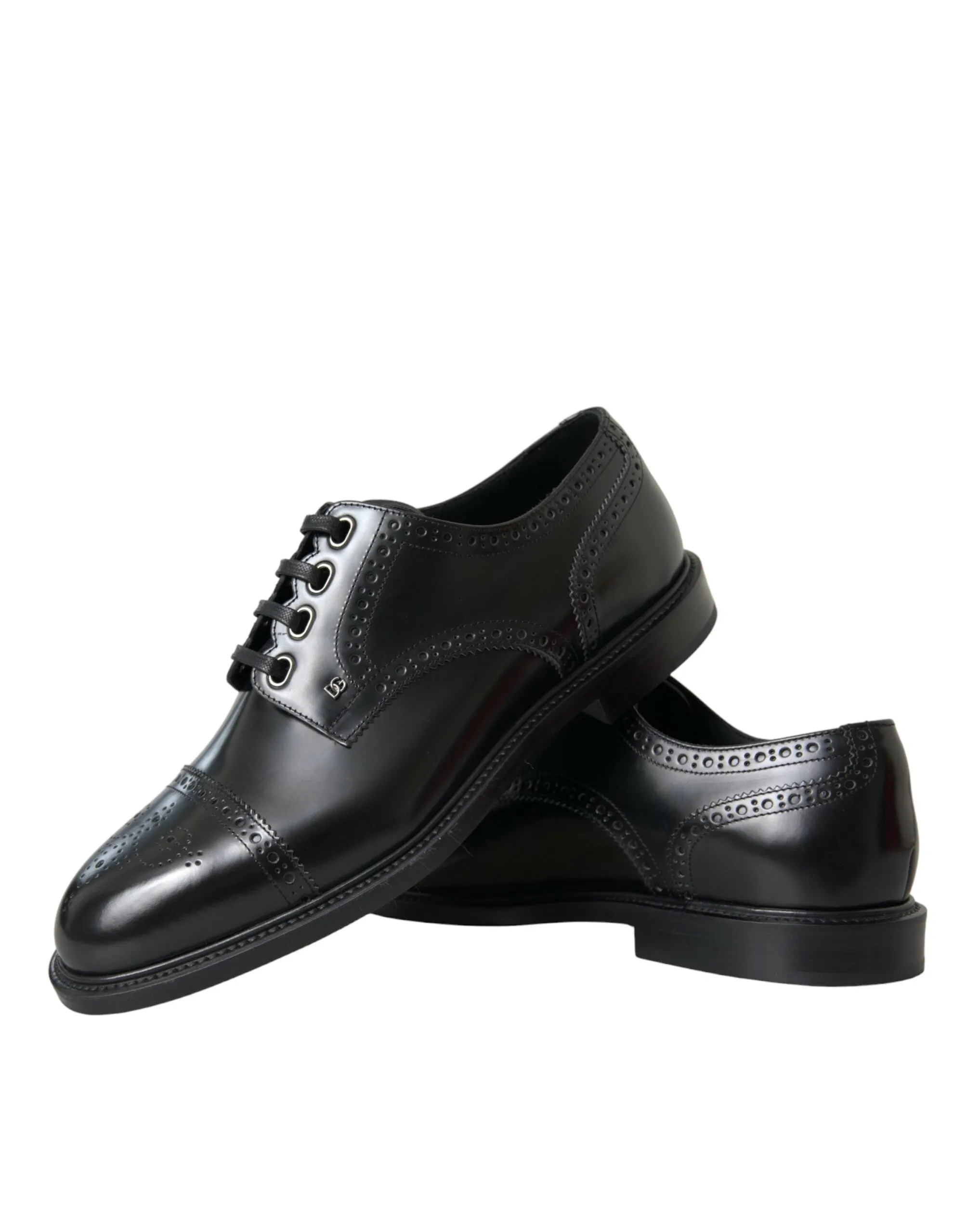 Dolce & Gabbana Black Leather Oxford Wingtip Derby Shoes