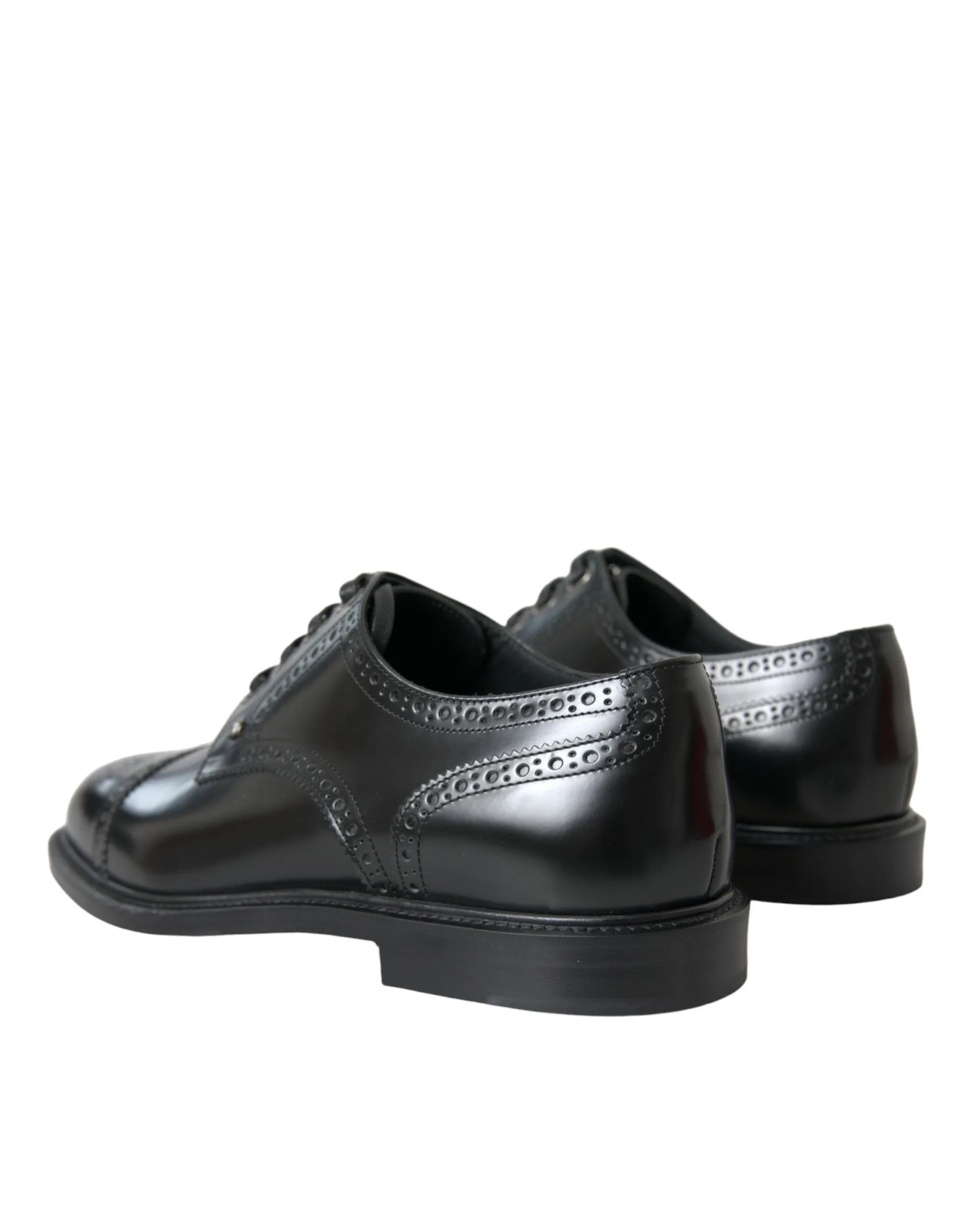 Dolce & Gabbana Black Leather Oxford Wingtip Derby Shoes