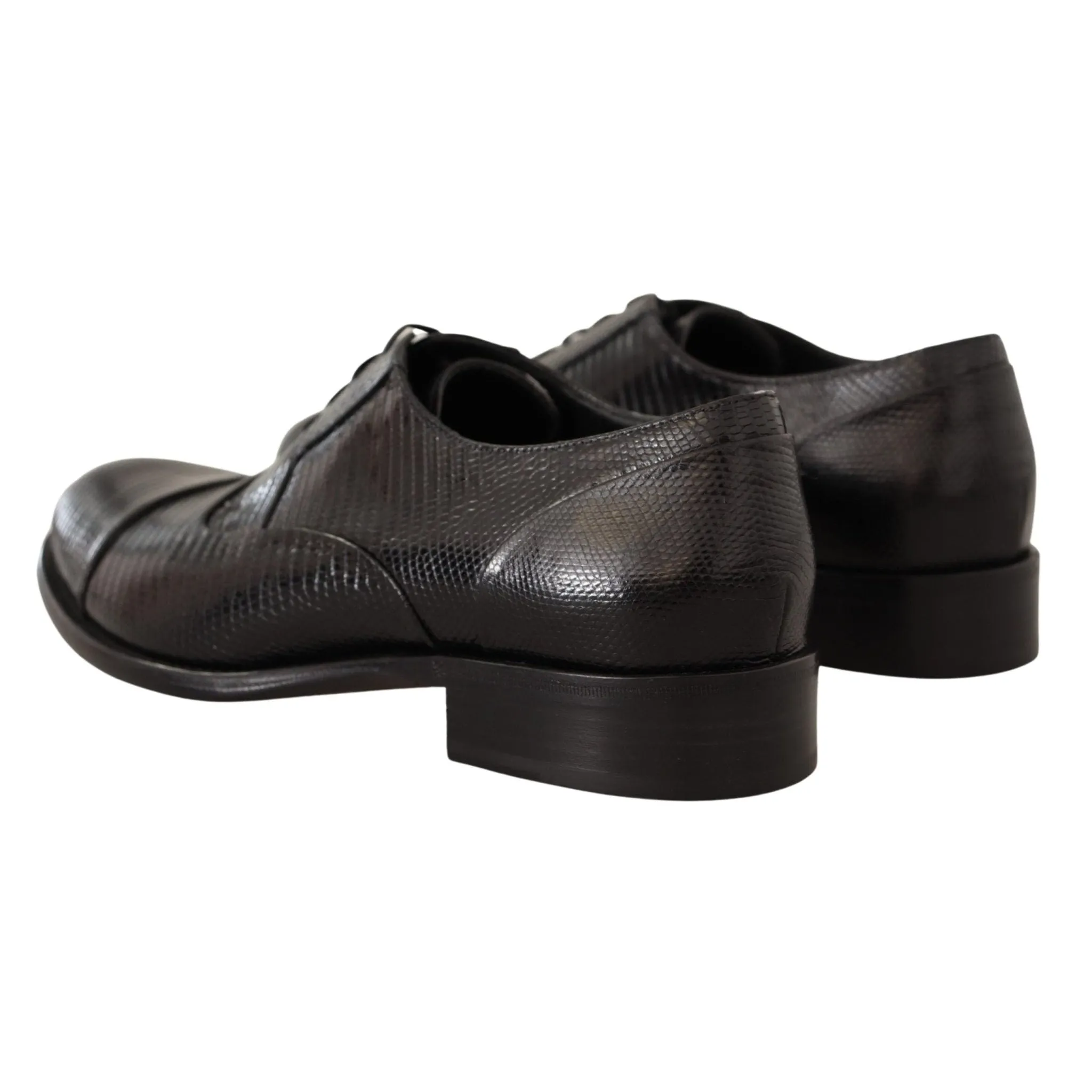 Dolce & Gabbana Elegant Black Lizard Skin Derby Shoes