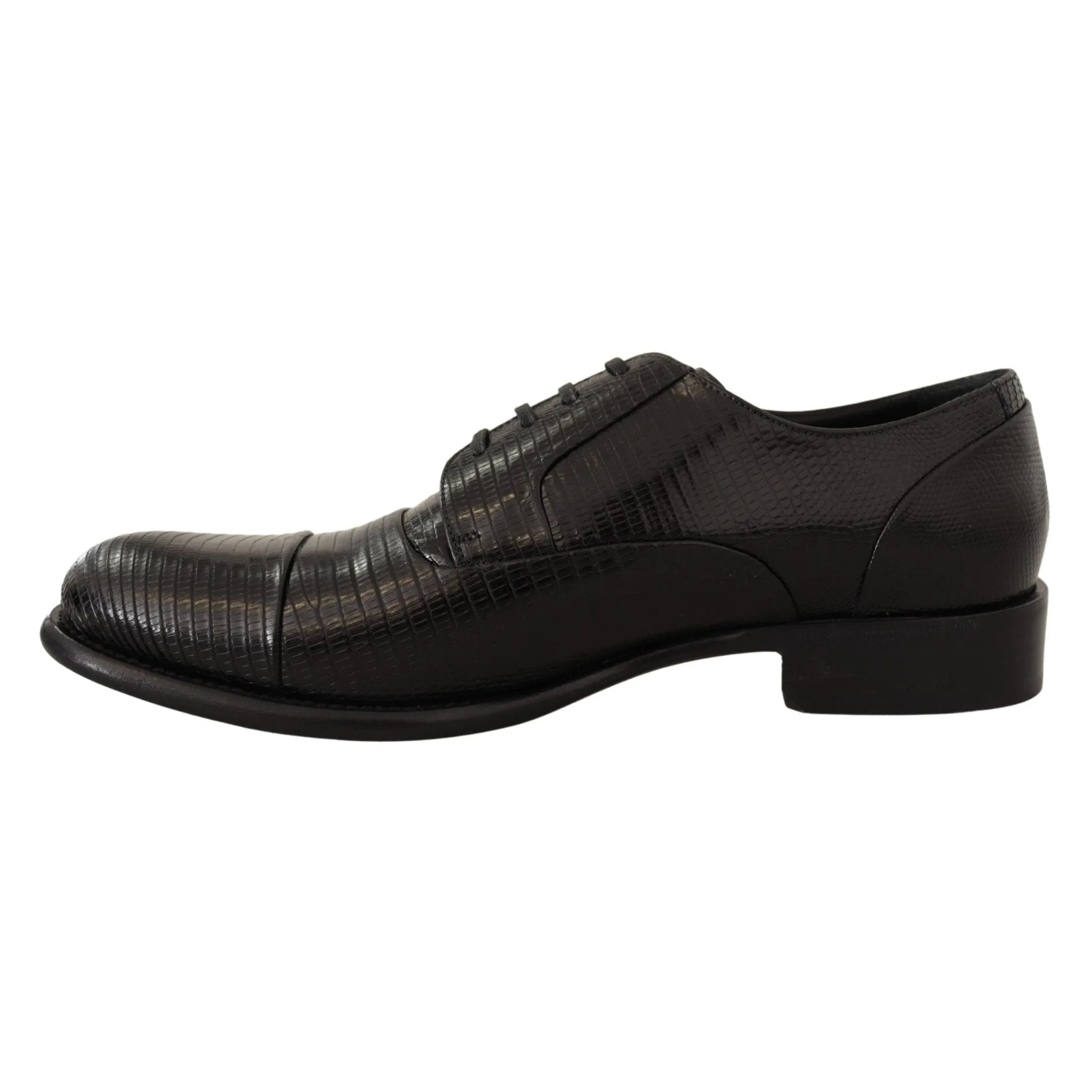 Dolce & Gabbana Elegant Black Lizard Skin Derby Shoes