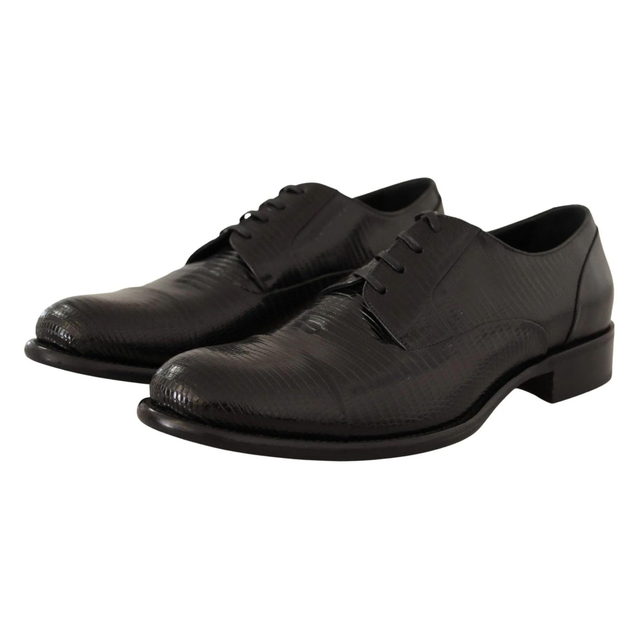 Dolce & Gabbana Elegant Black Lizard Skin Derby Shoes