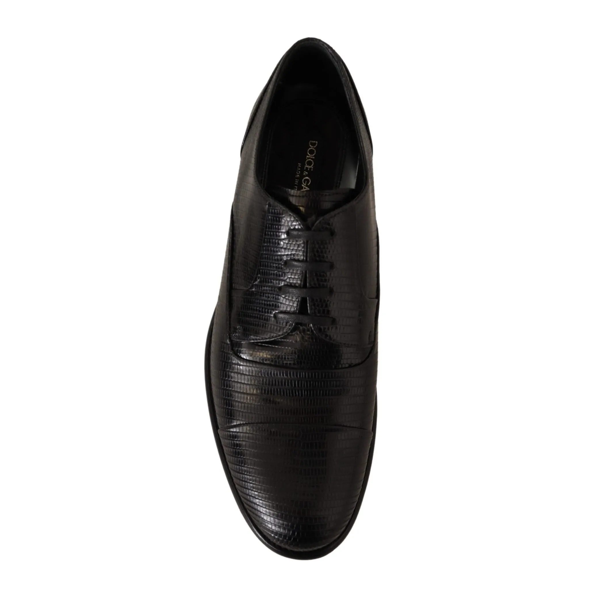 Dolce & Gabbana Elegant Black Lizard Skin Derby Shoes