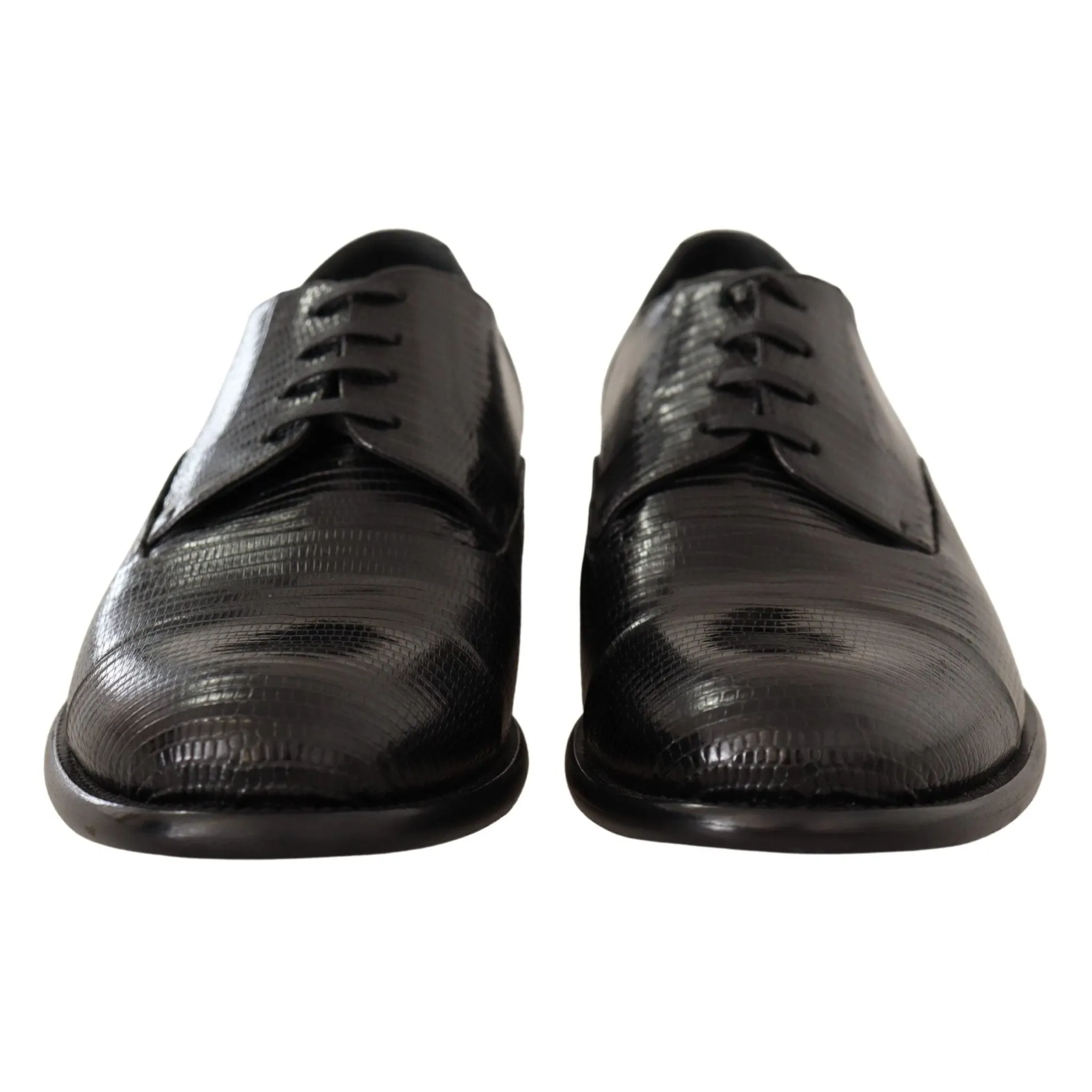 Dolce & Gabbana Elegant Black Lizard Skin Derby Shoes