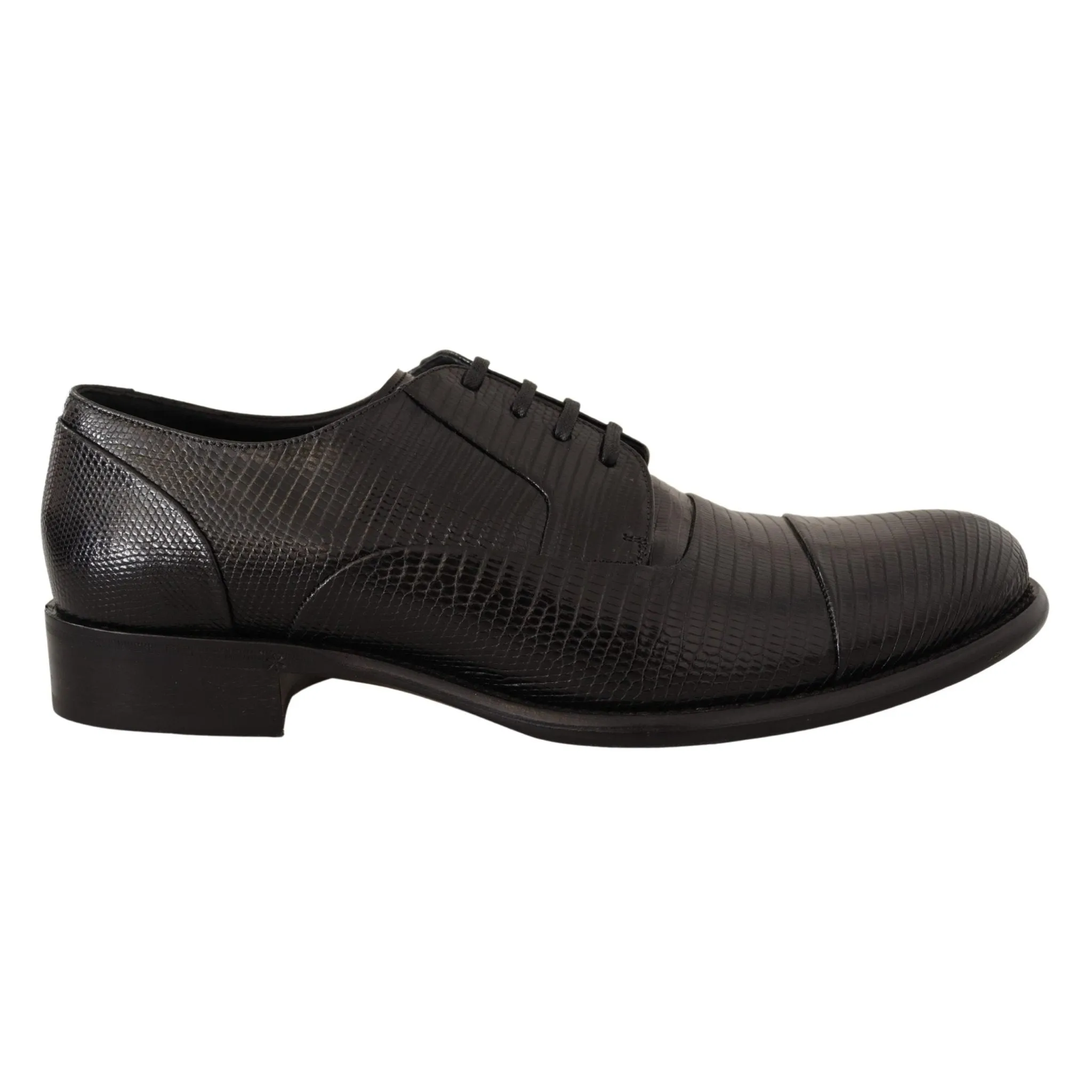 Dolce & Gabbana Elegant Black Lizard Skin Derby Shoes