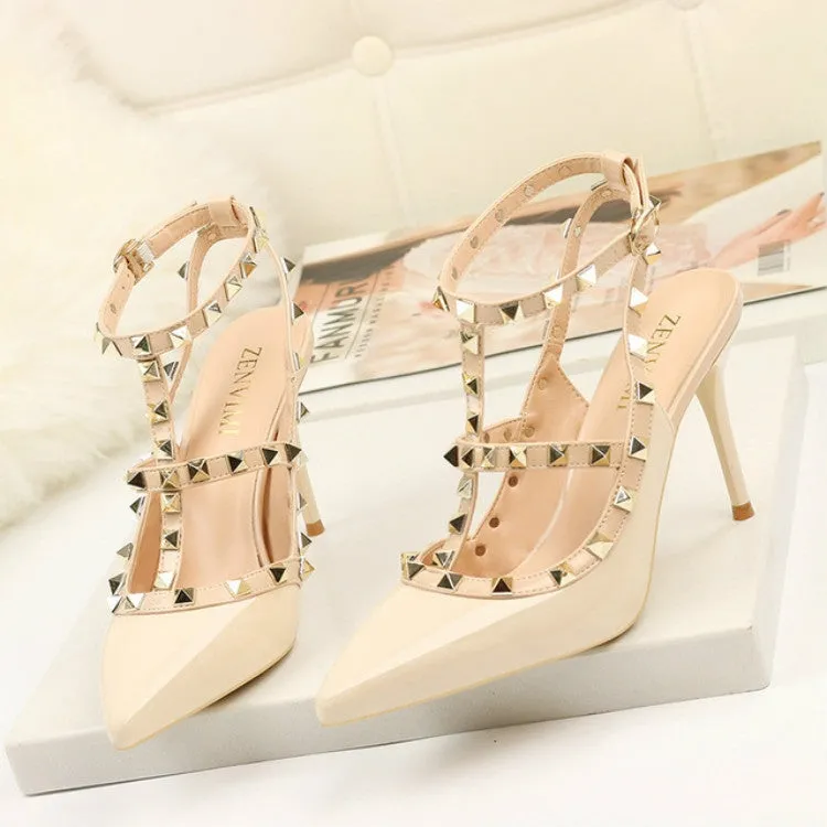 Elegant Pointed Rivet High Heel Stilettos