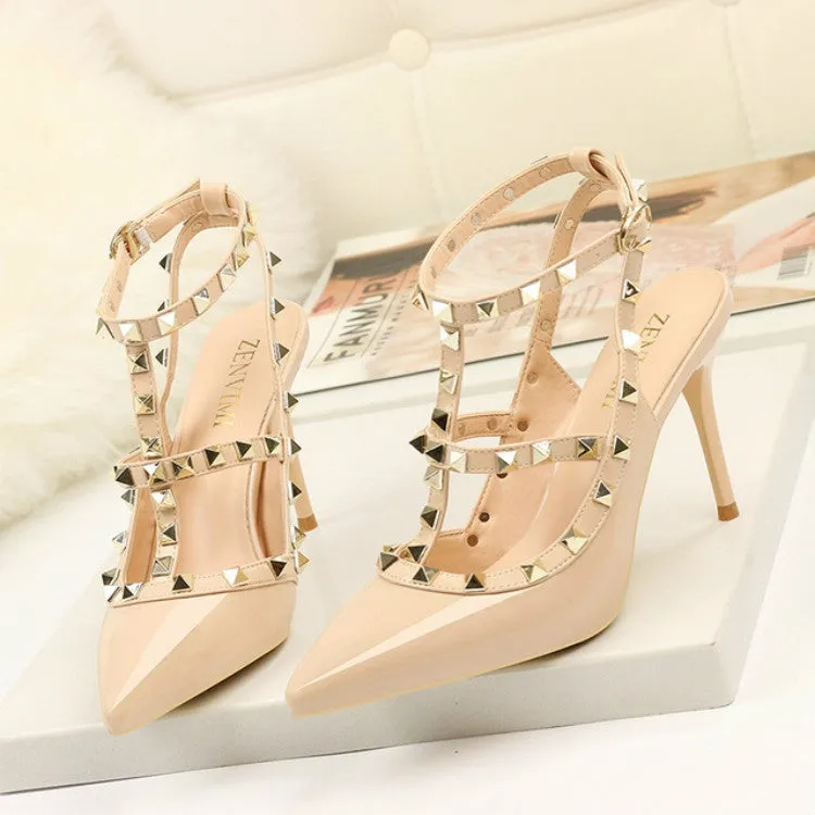 Elegant Pointed Rivet High Heel Stilettos