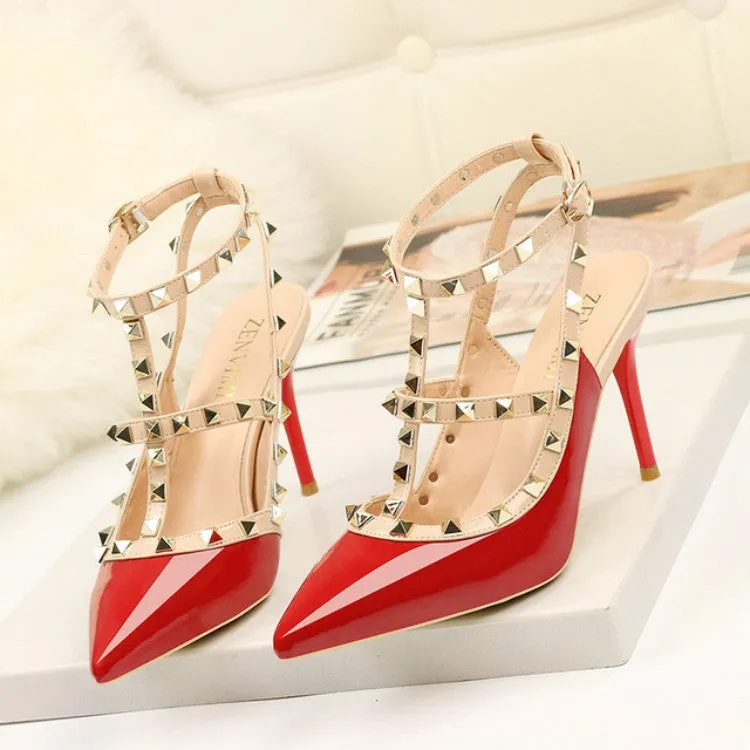 Elegant Pointed Rivet High Heel Stilettos