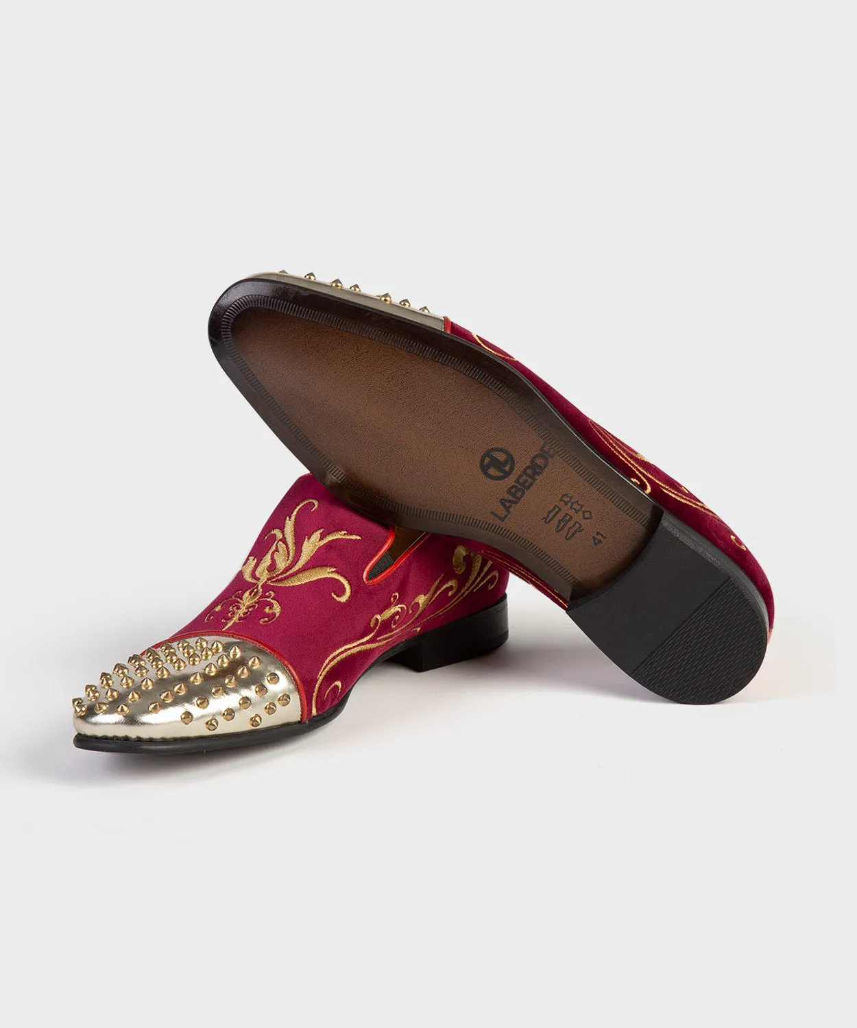 Embroidered Red Loafers