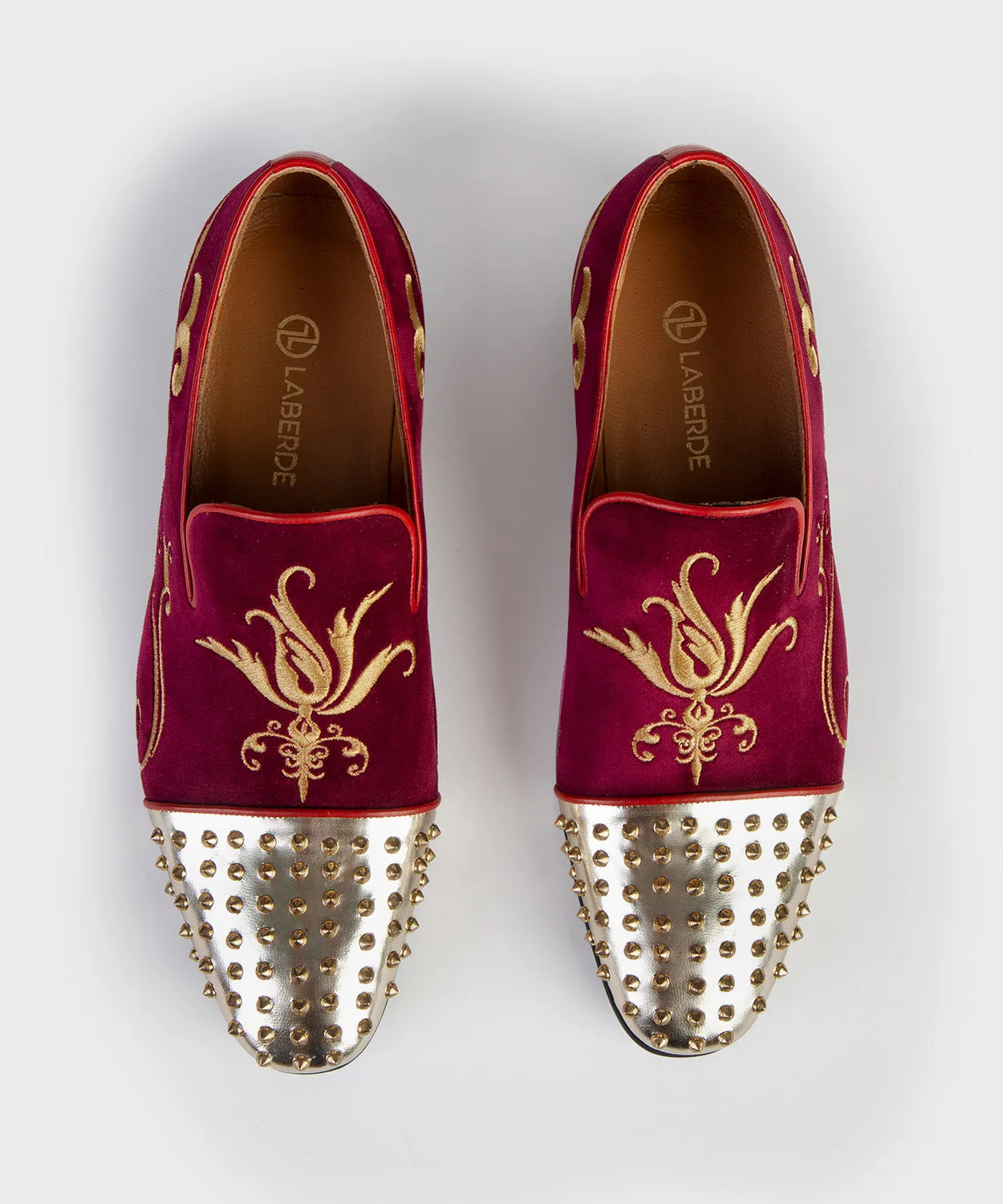 Embroidered Red Loafers