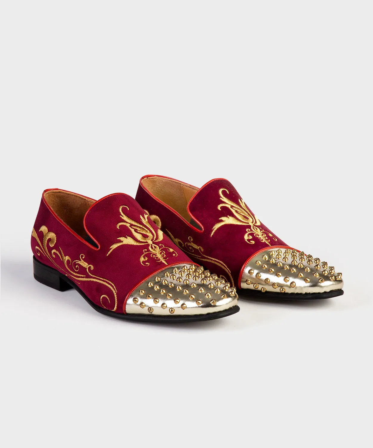 Embroidered Red Loafers