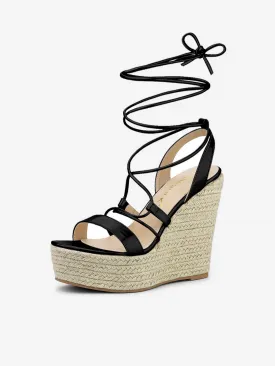 Espadrilles Platform Wedges Heel Lace Up Sandals