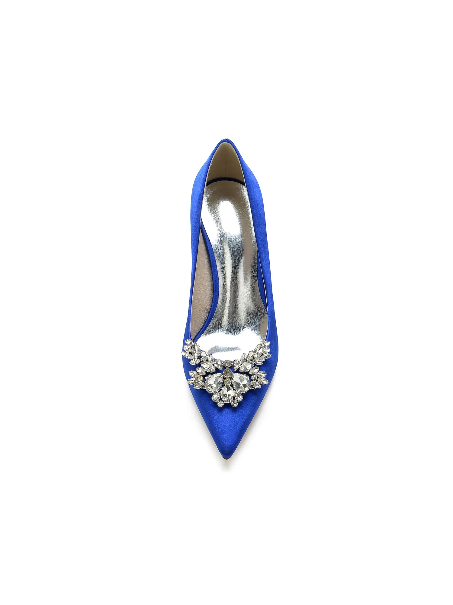 Flower Shape Rhinestone Satin Stiletto Pumps