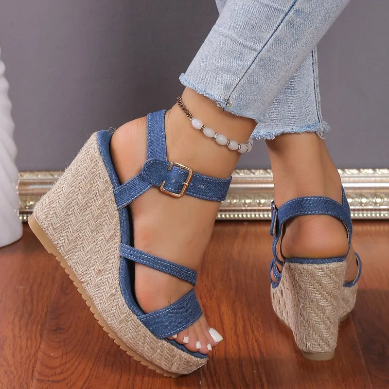 Funki Buys | Shoes | Women's Denim Fashion Wedge Sandals