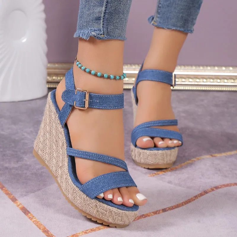 Funki Buys | Shoes | Women's Denim Fashion Wedge Sandals