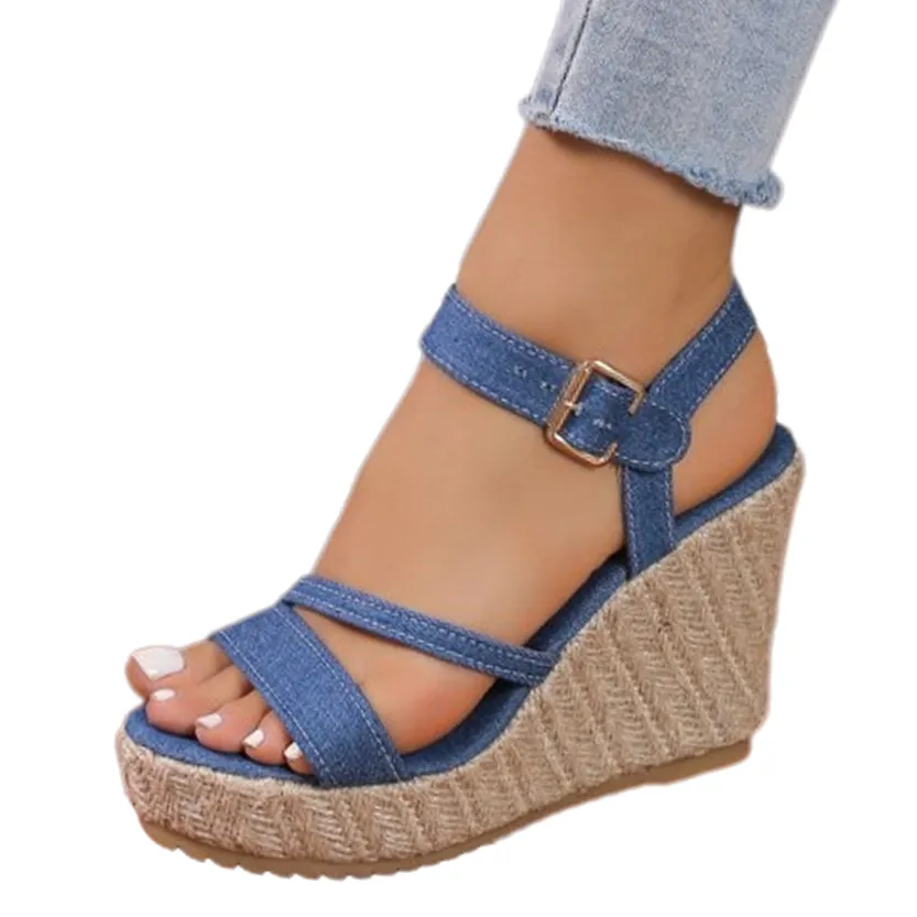 Funki Buys | Shoes | Women's Denim Fashion Wedge Sandals