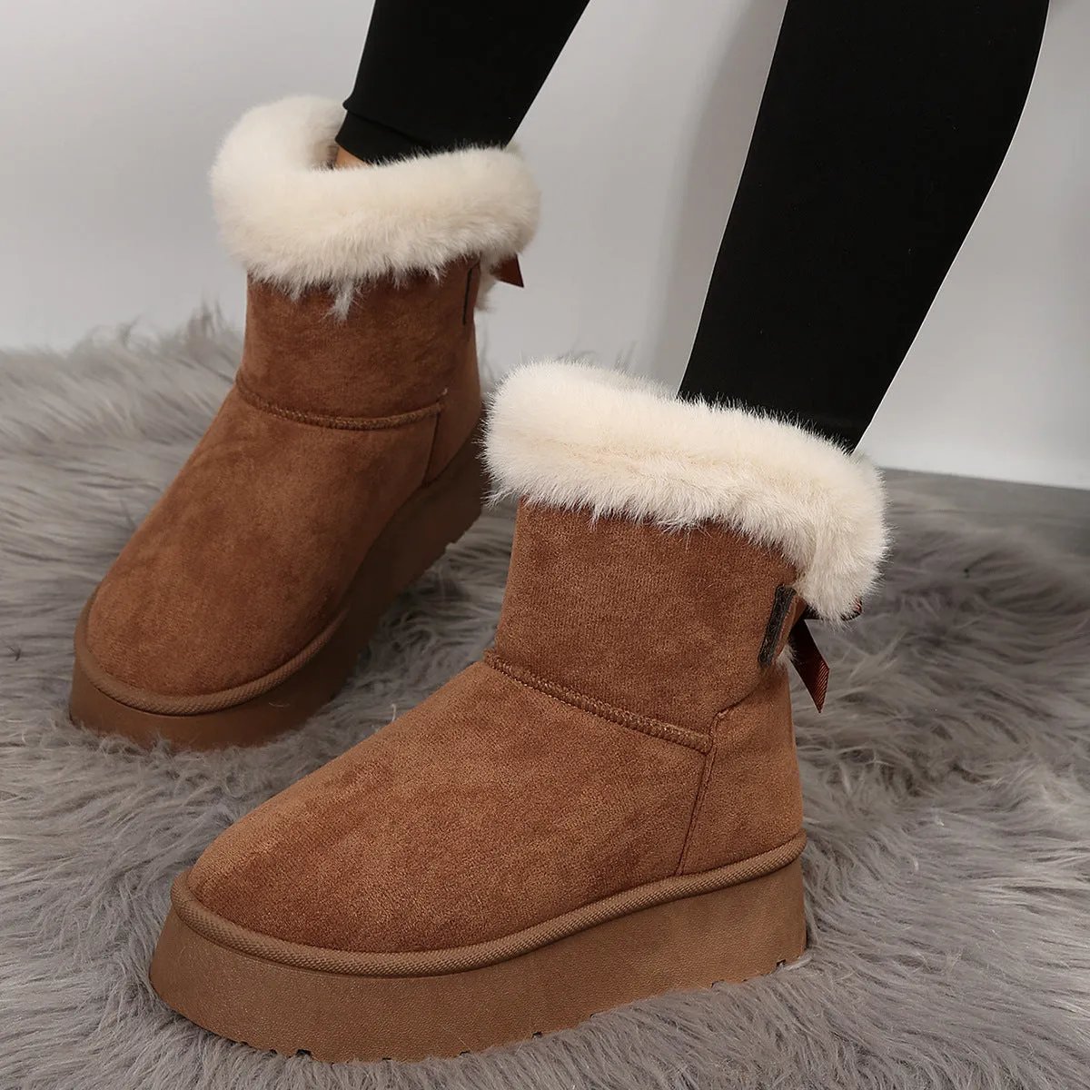 Fur Ankle Chunky Platform Above Ankle Snow Boots