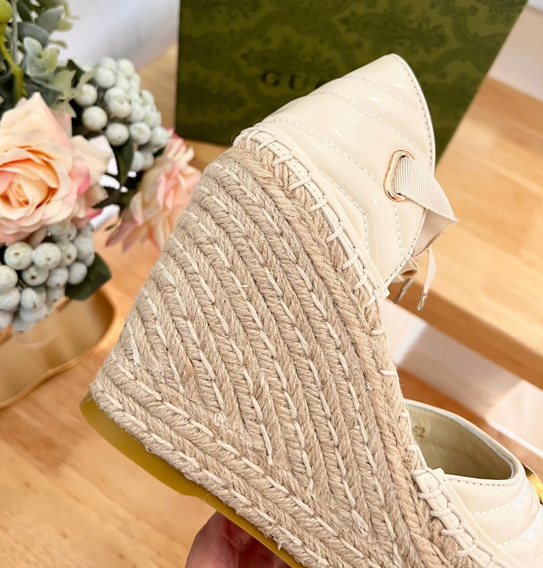 GG  Crochet platform Espadrilles White