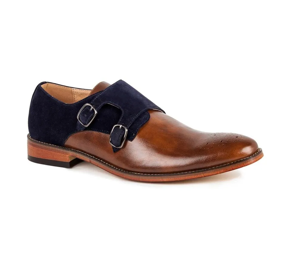 Gino Vitale Men's Velvet Monk Strap Two-tone Loafer