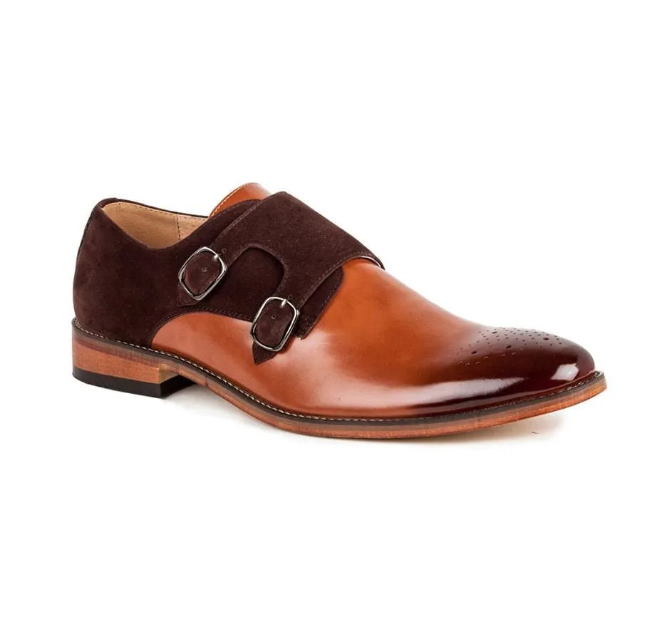 Gino Vitale Men's Velvet Monk Strap Two-tone Loafer