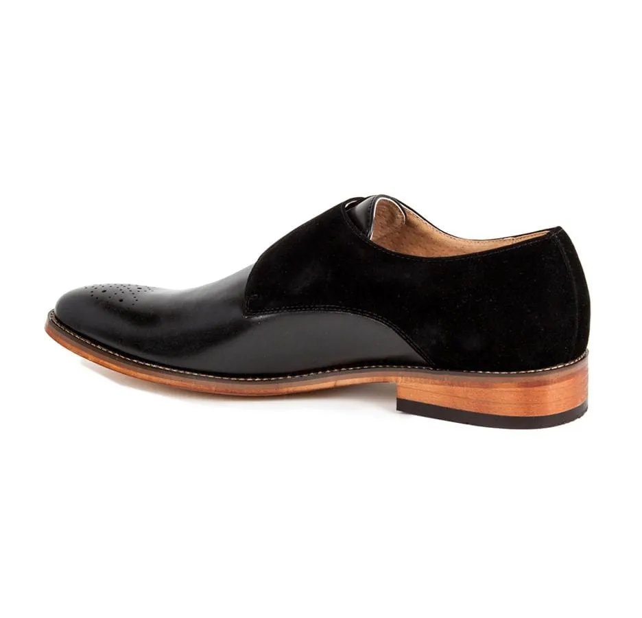 Gino Vitale Men's Velvet Monk Strap Two-tone Loafer