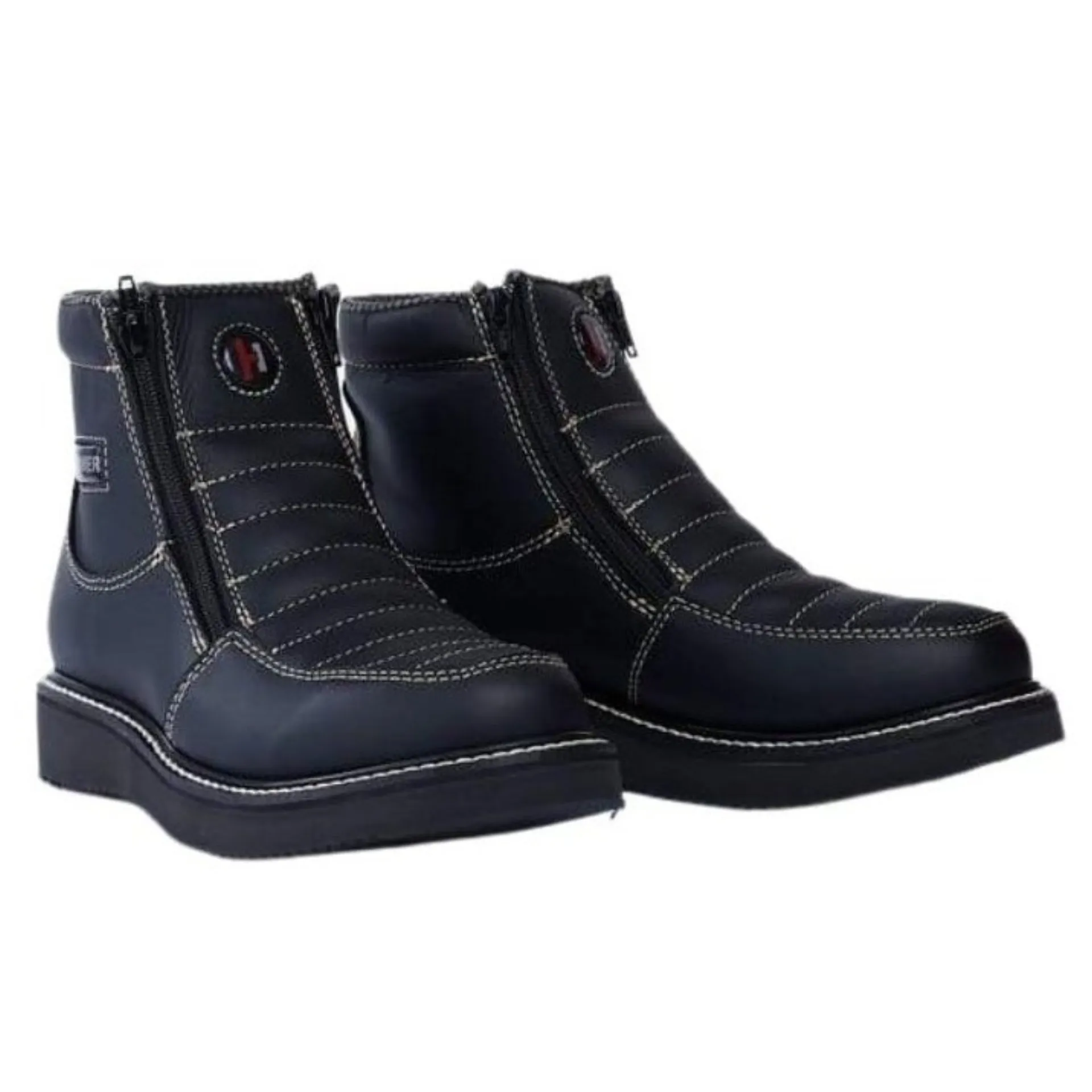 HAMMER 330 BLACK, Prime Leather, Breathable Lining, Light Weight PU Sole, Oil and Slip Resistance, Short Boots 6" Double Zipper.