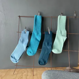 Hand Dyed Cotton Socks in Water Tones by Scarfshop