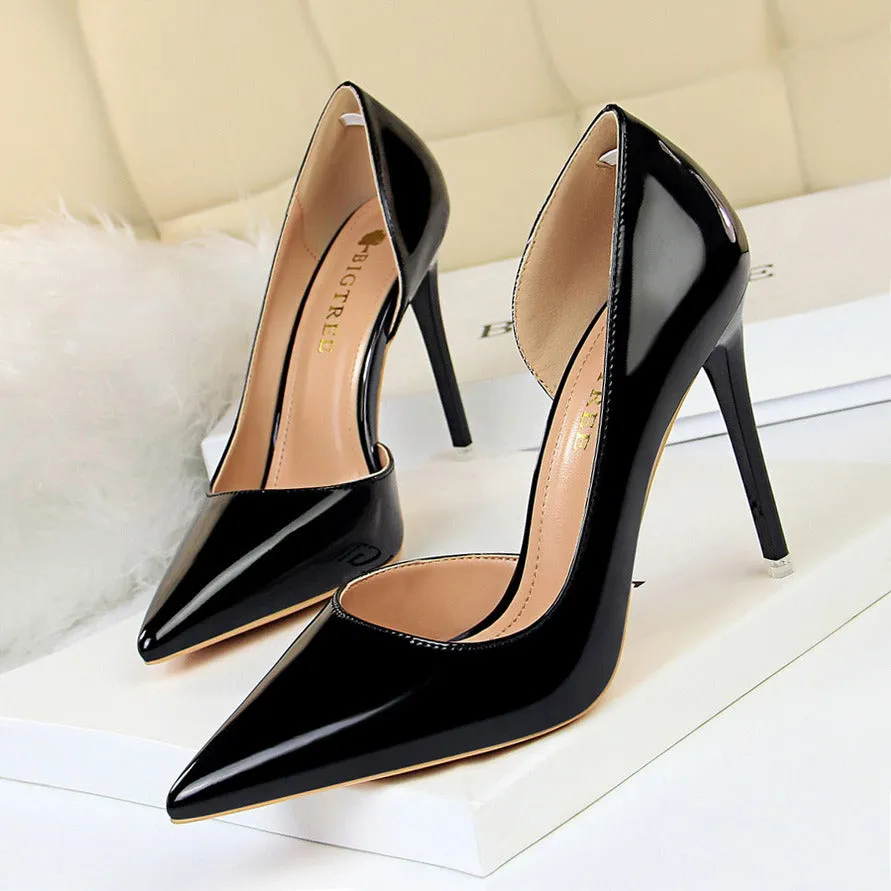 High-heeled shoes; simple stilettos; metal wind high-heeled shoes