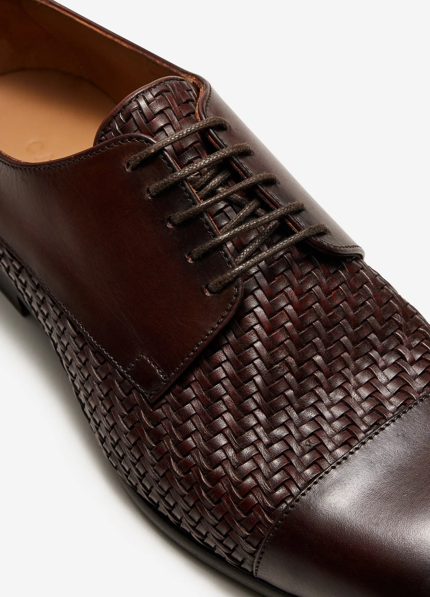 Leather Weave Derby Tan Dark